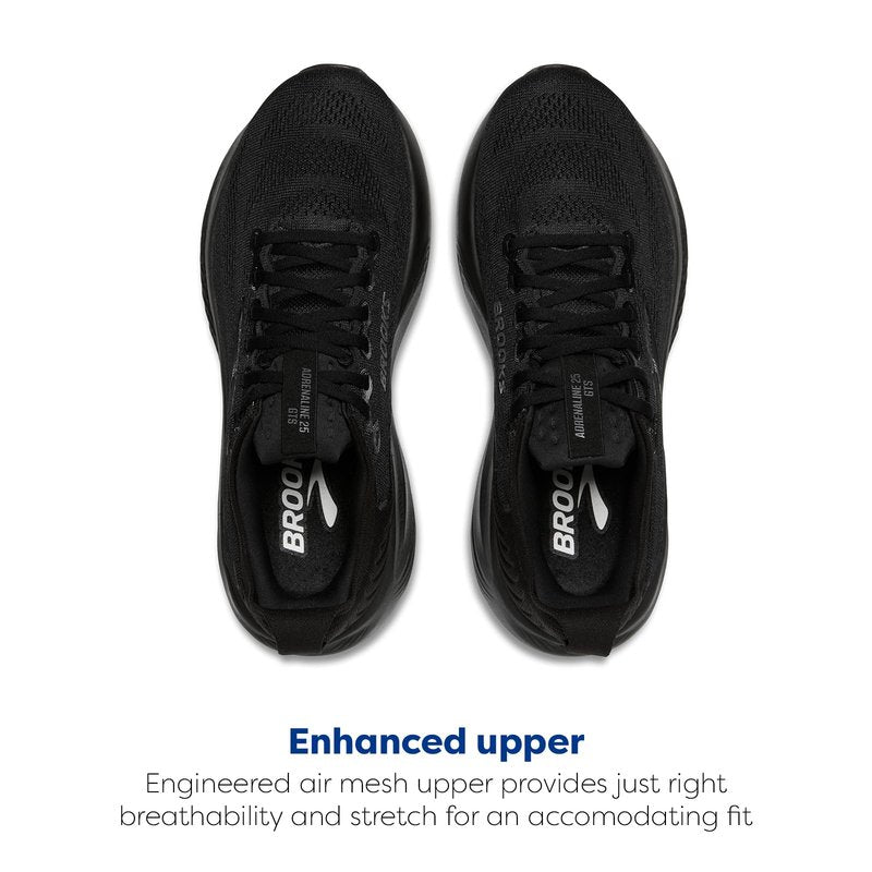 Brooks Women’s Adrenaline GTS 25 Supportive Running & Walking Shoe - Black/Black/Ebony - 10.5 Narrow