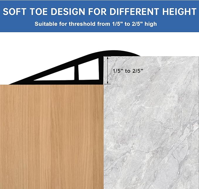 Vinyl Door Threshold Flooring Transition Strip Self Adhesive Carpet Edging Strip for Laminate Doorway Edge Threshold from 1/5" to 2/5" (White, 6.6 Ft)