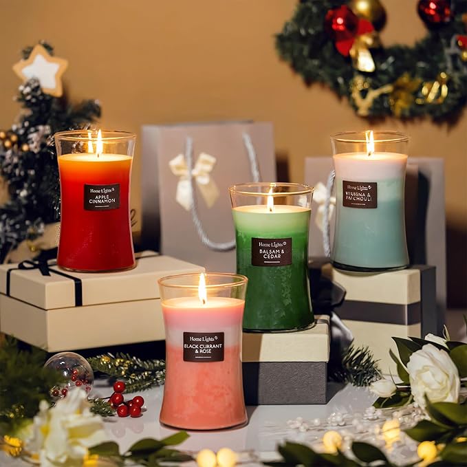 HomeLights 3-Layer Candles for Home Scented, 21.52 OZ Natural Soy Wax Scented Candles Burns Up to 100 Hours, Large Jar,Balsam & Cedar