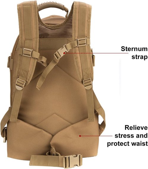 TheKidsRefined Large Tactical Expandable Backpack 39L-64L Military Bug Out Bag With Waist Strap