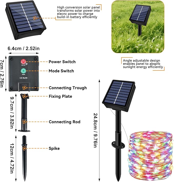 Solar String Lights Outdoor Waterproof 4 Pack Total 132ft 400LED 8 Modes Twinkle Lights Solar Fairy Lights for Patio, Garden Yard Party Tree Christmas Halloween Decoration Multicolor