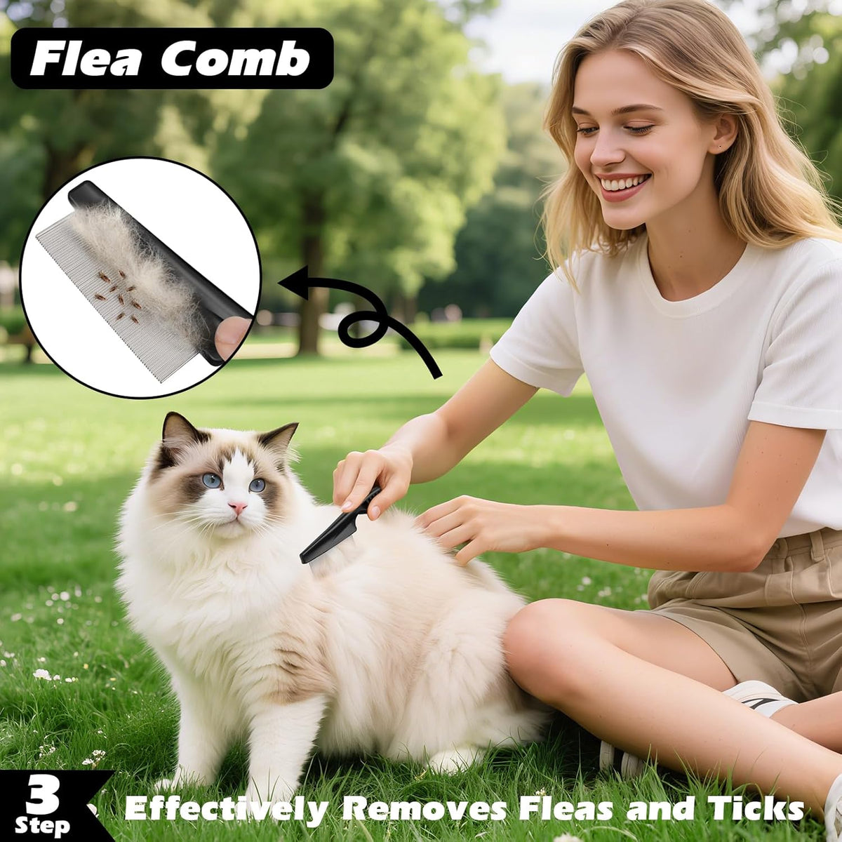 Skiennix Self-Cleaning Slicker Brush Set - Pet Grooming Rake & Flea Comb for Dogs, Cats, Horses | Light Purple