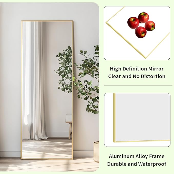 Sunniry Gold Floor Mirror 48x16 inch, Full Body Mirror