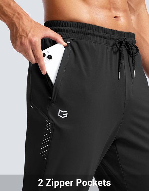 G Gradual Men's Joggers - Stretch Athletic Workout Pants with Zipper Pockets | Ideal for Gym & Running