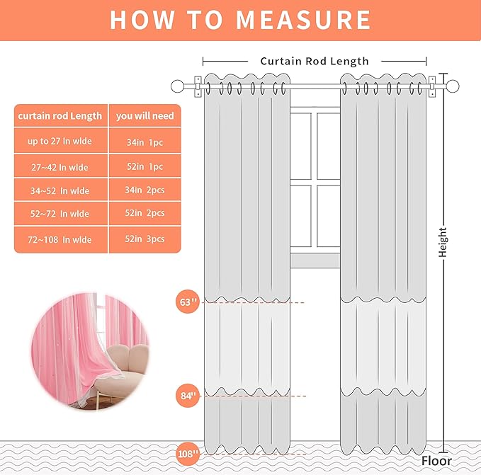 XiDi Pink Curtains for Bedroom Decor, Baby Pink Kids Blackout Curtains for