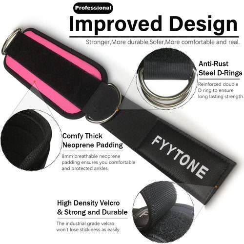 Ankle Resistance Bands with Cuffs, Women Workout for Home Gym, Glutes Exercise at Home, Ankle Strap for Cable Machines Women, Shaping The Perfect Butt. (Ankle Resistance Bands with Cuffs, Pink)