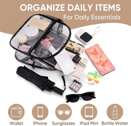 JOWURY Clear Backpack - Stadium Approved 12x6x12 | Waterproof PVC with Reinforced Straps for Events