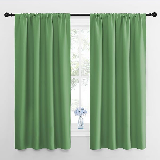 NICETOWN Blackout Curtains for Living Room, Froest Green, 2 Panels, 42 by 63