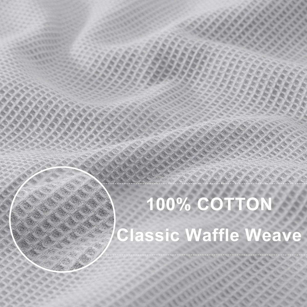 Homaxy 100% Cotton Waffle Weave Kitchen Towels - 4 Pack Soft and Absorbent Dish Towels - 16 x 26 Inches Quick Dry Hand Towels - Light Grey
