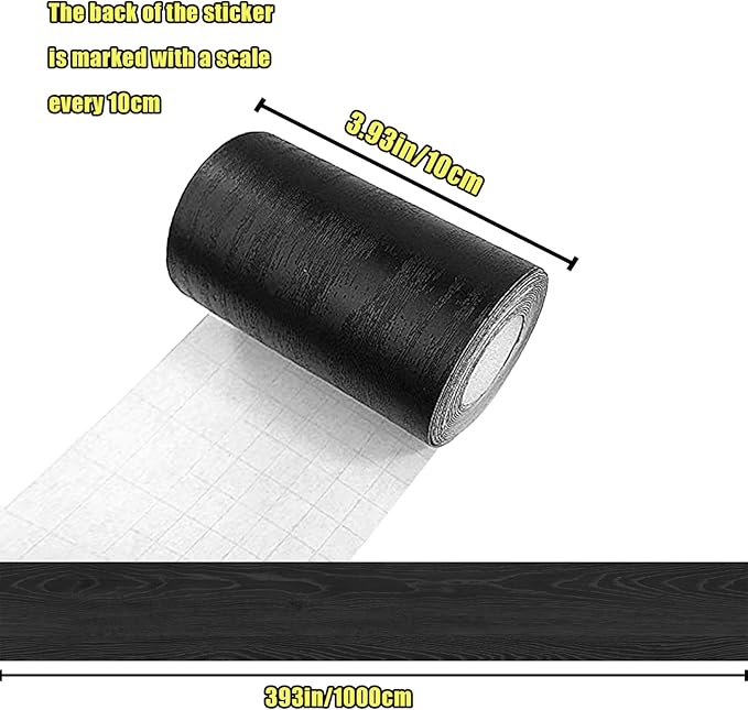 Teemall 10M Black Wood Grain Removable PVC Waterproof Border Wall Decor