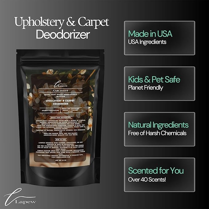 Lapew Narcissist Bundle – Carpet Deodorizer Powder & Scented Mop Soap Set – Odor Eliminator for Pet-Friendly Homes