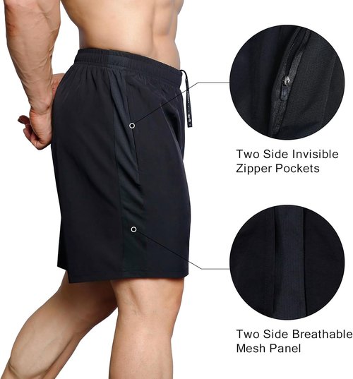Gaglg Men's Athletic Shorts - Quick Dry 7" Running Shorts with Zipper Pockets | 2 Pack