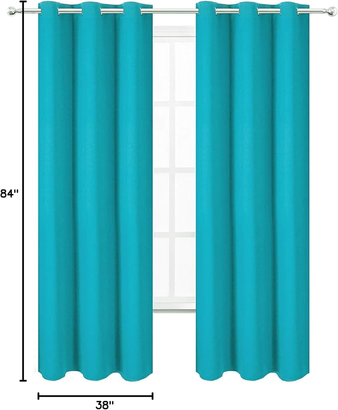LEMOMO Teal Thermal Blackout Curtains/38 x 84 Inch/Set of 2 Panels Room
