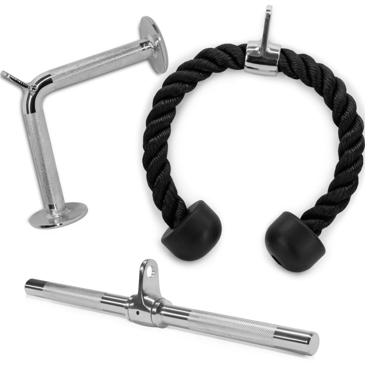 Yes4All Black Combo Tricep Press Down Cable Machine Attachment for Gym Set with Tricep Pull Down Rope, D Row Handles, V-Shaped Bar, Rotating Pull Down Straight Bar, LAT Pulldown Attachments
