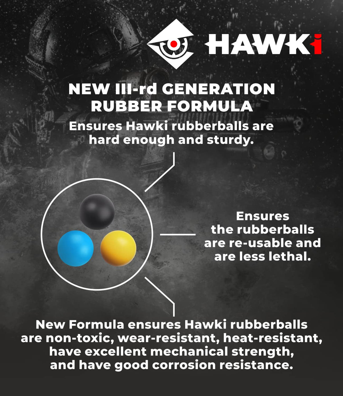 Hawki .43 Cal Training Rubber Balls for Paintball Guns 300 Pack (Black)