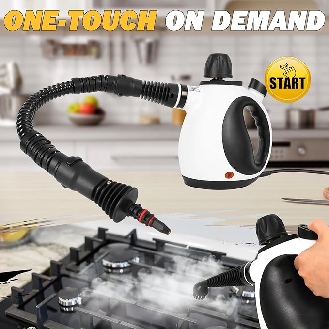 Pressurized Handheld Steam Cleaner for Home with 12 pcs Accessories, Multi-Surface Natural Steamer for Effective Cleaning, Fast Heating for Cleaning Home, Furniture, Car, Grout, Window
