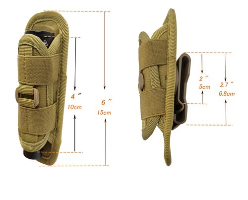 GORELAX Flashlight Pouch Molle Flashlight Holder for Duty Belt Flashlight Holster with 360°Rotatable Clip
