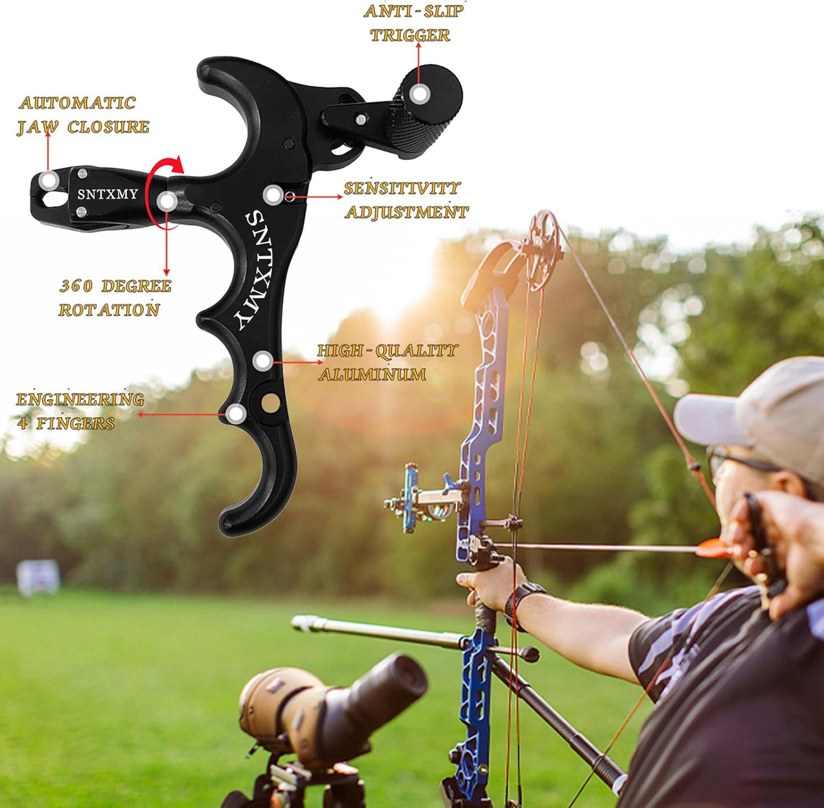 Sntxmy Compound Bow Release - Precision Archery Trigger with Ergonomic Thumb Design