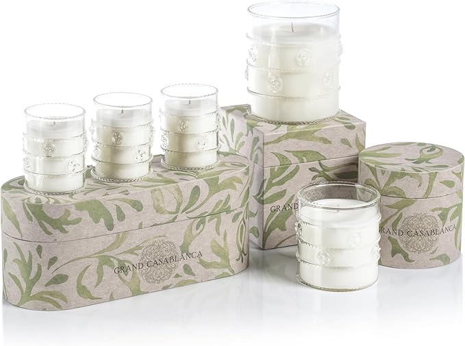Zodax Grand Casablanca Glass Jar Scented Candle for Home Decor - Single-Wick Candle Ideal for Kitchen and Bathroom - Makes a Great Gift for Women and Men - Magnolia Petals - 2.82 Oz. - 3 Pack