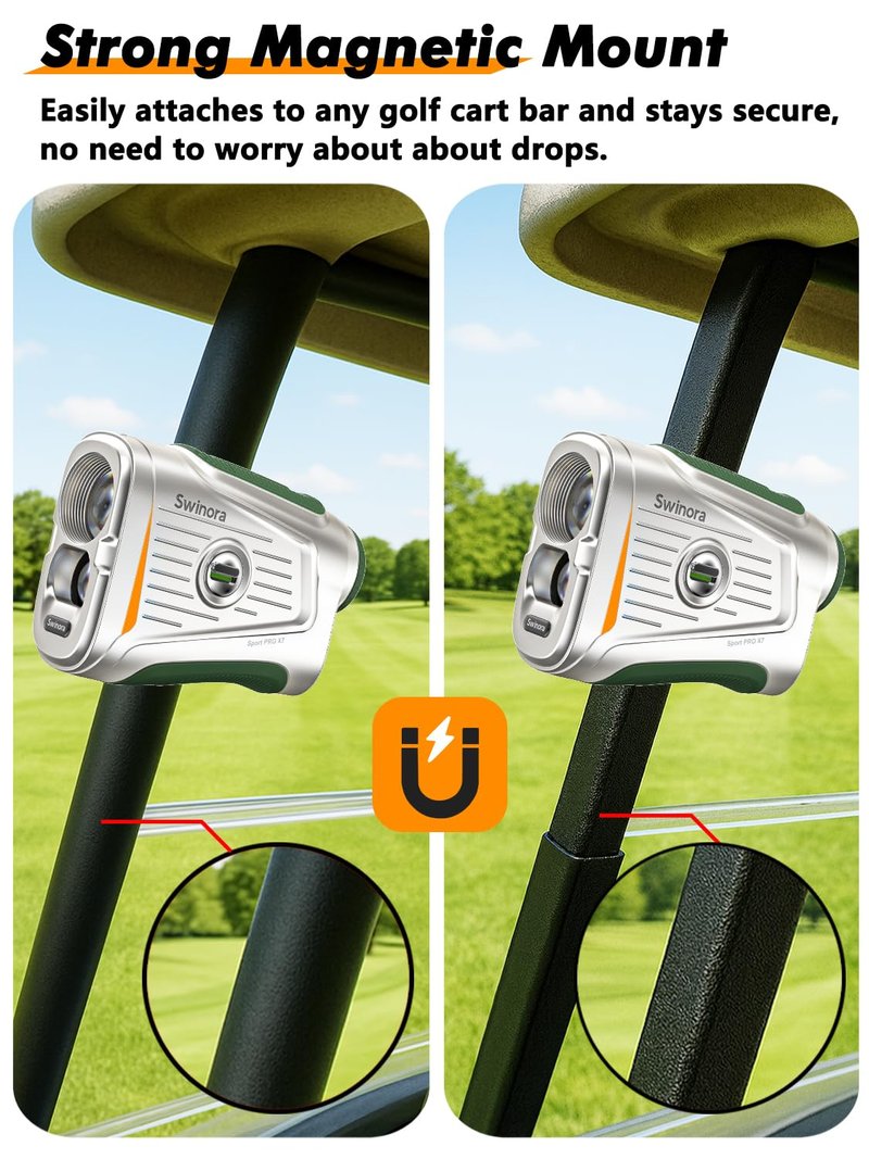 Magnetic Golf Rangefinder with Slope – 7X Magnification, 1300Y Range Finder Golf for All Levels, Fast Flag Lock Vibration, Rechargeable, Waterproof Golf Accessories for Men and Women(Dark Green)