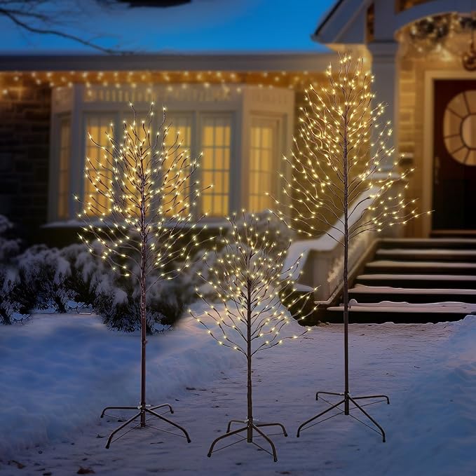 Star Light Trees, 6ft Lighted Branches with Warm White Fairy Lights, Indoor Outdoor Christmas & Wedding Decor (Brown Branch Star Trees)