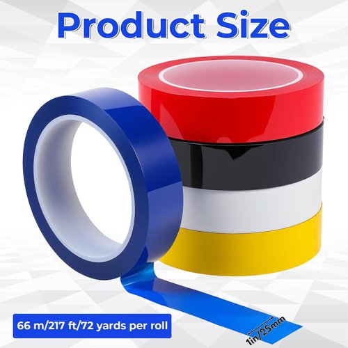 Floor Marking Tape - 5 Rolls, 1 Inch x 72 Yards | Ideal for Gym, Warehouse & Classroom Use