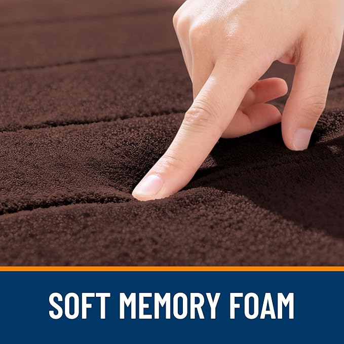 OLANLY Memory Foam Bath Mat 44x24, Super Soft Absorbent Bathroom Rugs, Quick Dry, Machine Washable Shower Floor Rugs, Bathmat Carpet, Bathroom Home Decor Accessories, Brown