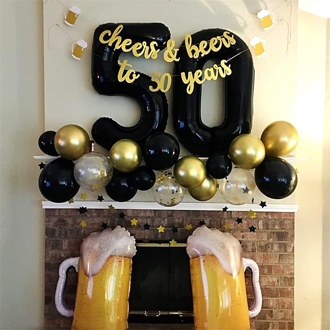 Black 5 Balloons, 40 Inch Large Foil Number Balloons Set 0-9, Self Inflating Digital 5 Helium Balloon for Boys Men Women 5th 50th Age Birthday Anniversary Party Decorations Photo Shoot Supplies
