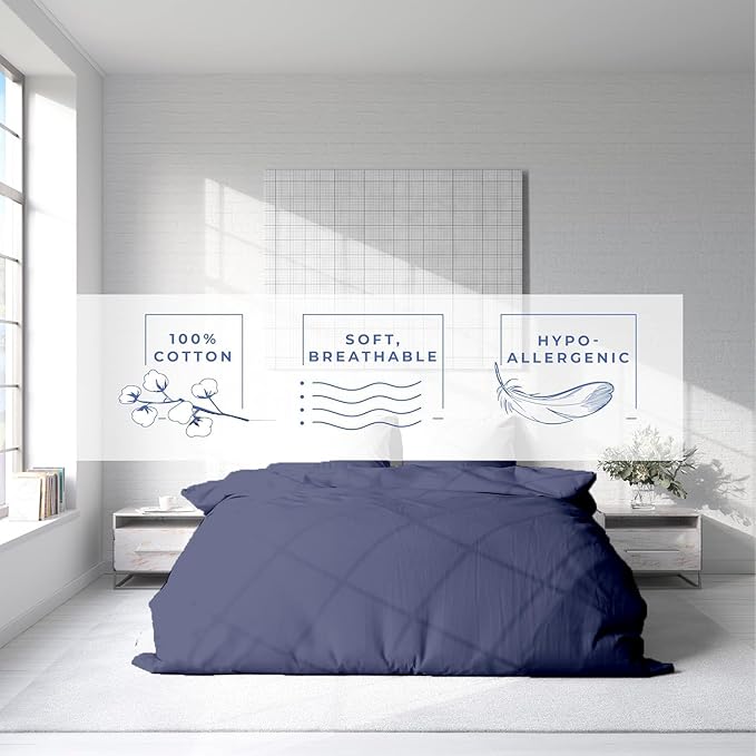 Kotton Culture 1 Pc Twin Size Duvet Cover Only -100% Egyptian Cotton Sateen 600 TC Ultra Soft Premium Durable Comforter Cover Zipper Closure & Corner Ties (Mediterranean Blue,Twin/Twin XL 68" X 90")