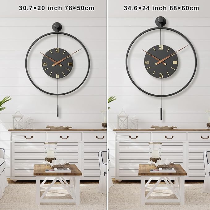 30.7×20 Inch Large Modern Decorative Wall Clocks