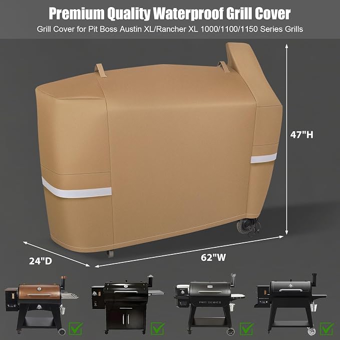 Grill Cover for Pit Boss Austin XL - 600D Heavy Duty Wood Pellet Smoker Cover for Pit boss 1000 Series, Austin XL 1000,Rancher XL 1000,1100 Pro,1150,and Z Grill 1000 Series Wood Pellet Grills