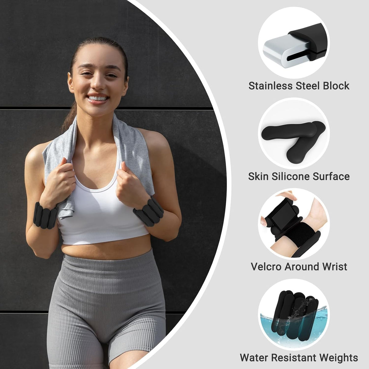 Skiennix Wrist Weights - 1lb & 2lb Adjustable Bangles for Strength Training, Yoga & Pilates