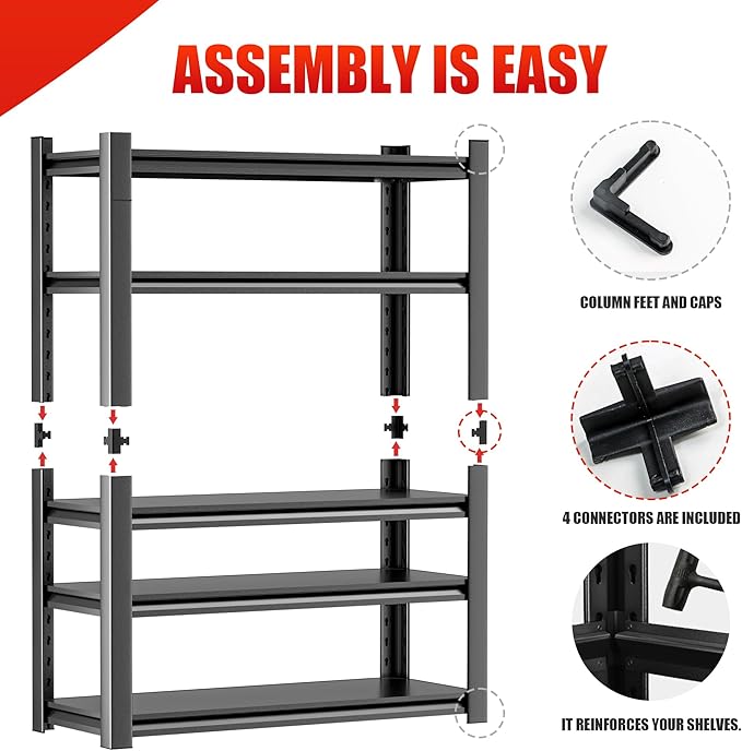 Garage Shelving,Storage Shelves,Adjustable 5 Tier Metal Heavy Duty Racks,Tool Utility Shelf Industrial for Garage Warehouse Basement,18" D x48 Wx78 H