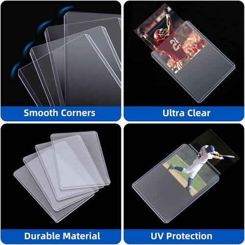 Arjiekwei Card Sleeves - Premium Hard Plastic Protectors for Baseball & Football Cards | 3"X4" (200 Pack)