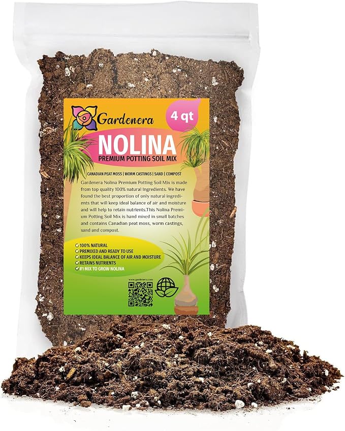 Gardenera Nolina Potting Mix - Promote Strong Roots and Captivating Form with Our Premium Blend - 4 Quart