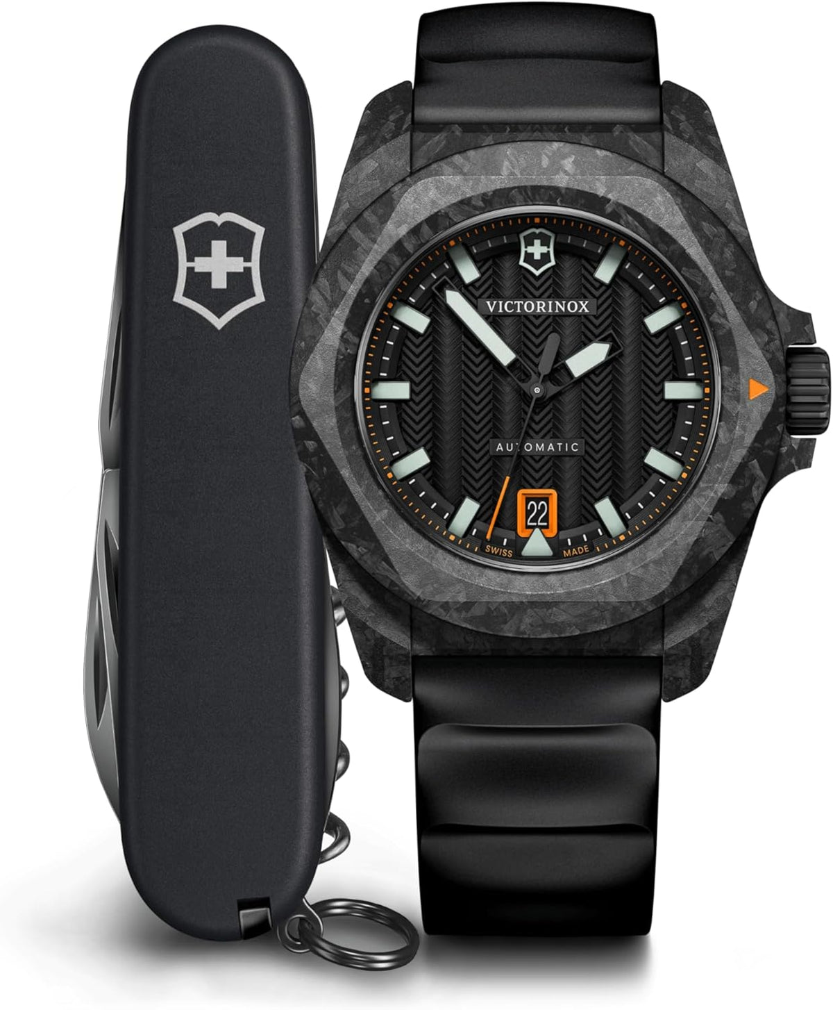 Victorinox I.N.O.X. Automatic Watch - Black Dial & Rubber Strap, 41mm | Durable & Stylish Timepiece