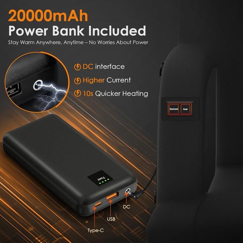 HOPERAN Heated Stadium Seats - Dual-Sided Bleacher Chair with Back Support & 20000mAh Power Bank