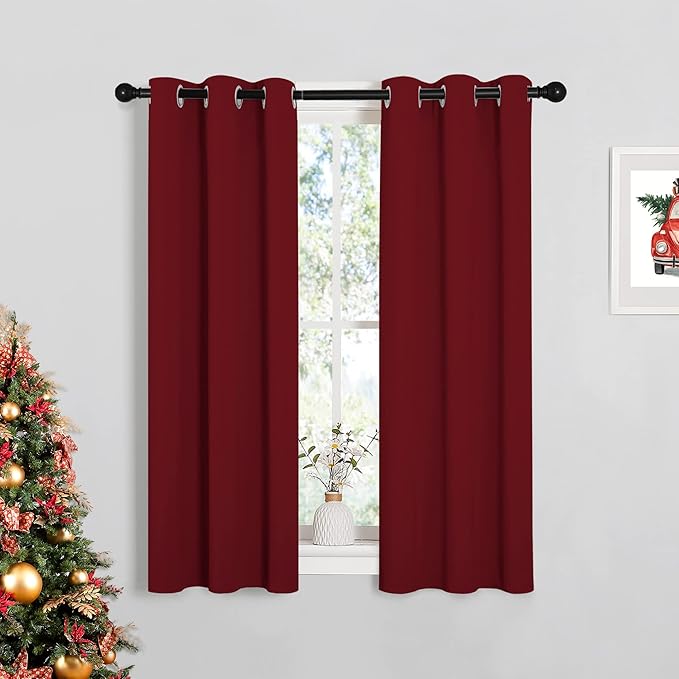 NICETOWN Christmas Burgundy Window Curtains Blackout Drapes, Thermal Insulated