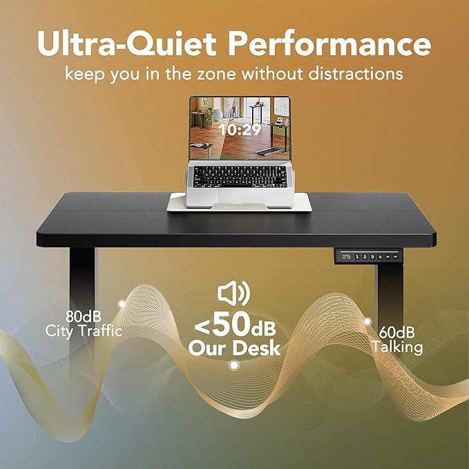 HUANUO Electric Standing Desk,48" x 24" Height Adjustable Desk, 4 Memory Height Settings, Sit to Stand Up Desk for Home Office, with Headphone Hook, Cable Manager, Black