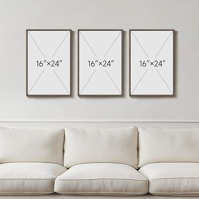 Framed Sage Green Boho Wall Art Bedroom, 3 Piece Neutral Bohemian Botanical