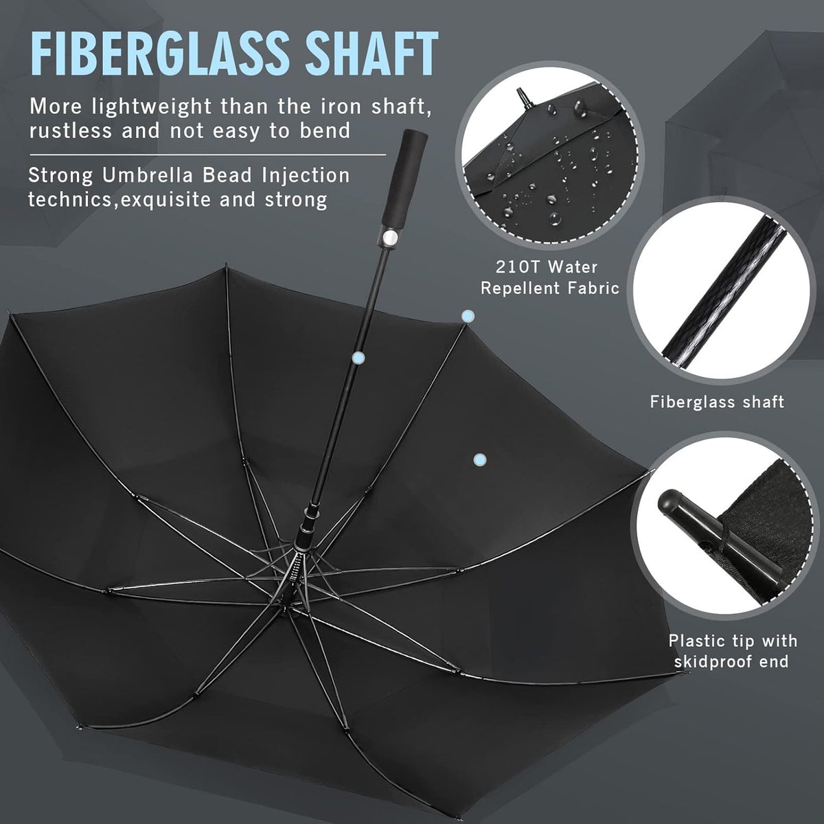 ZOMAKE Windproof Golf Umbrella - Extra Large Double Canopy for Rain & Sports | 51-72 Inch Sizes