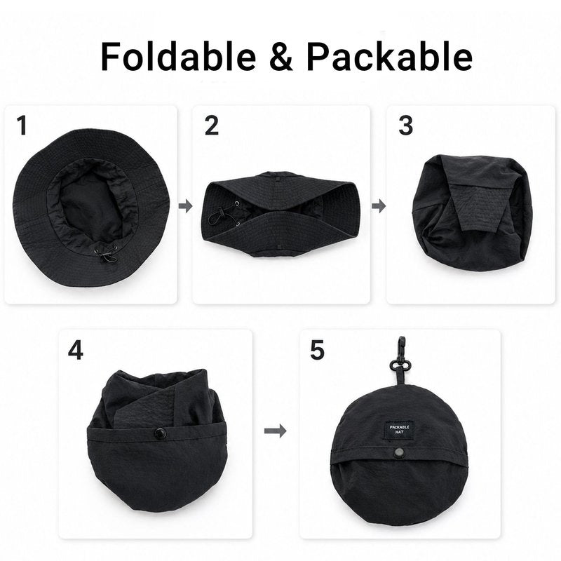 PFFY Packable Sun Bucket Hat for Women Outdoor UV Protection Sun Hats Waterproof Lightweight Hiking Outdoor Cap Grey