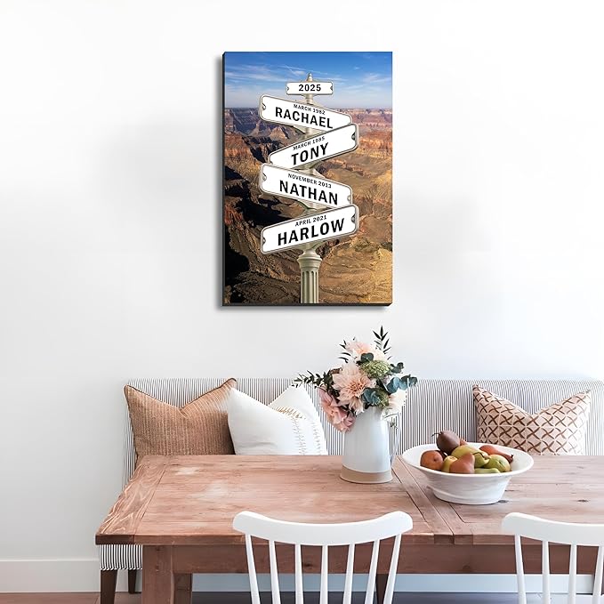 [Design 2025] Personalized Family STreet Sign Multi-Names Canvas, Custom Name And Date Street sign Canvas Print, Crossroads Street SIGN Gift For Family, Custom Name Intersection Sign Poster Wall Art