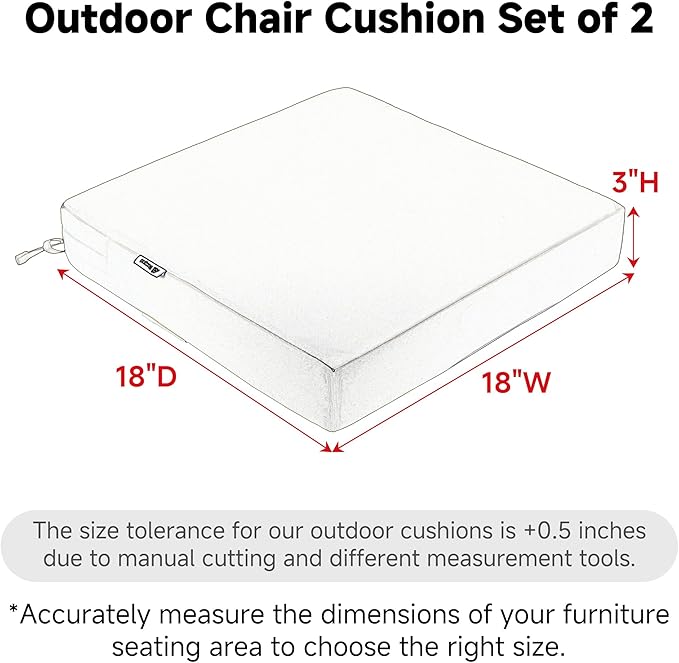Favoyard Patio Chair Cushions 18 x 18 x 3 Inch Waterproof Outdoor Seat Cushions for Patio Furniture 3-Year Color Fastness Garden Sofa Couch Chair Pads with Handle & Adjustable Straps Set of 2, Green