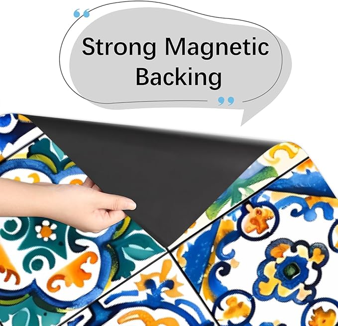 Dishwasher Magnet Cover Ethnic Mexican Tile Pattern Reusable Dishwasher Magnetic Cover Sticker Decorative Dish Washer Door Cover Panel for Home Kitcen Appliance, 21x26 in