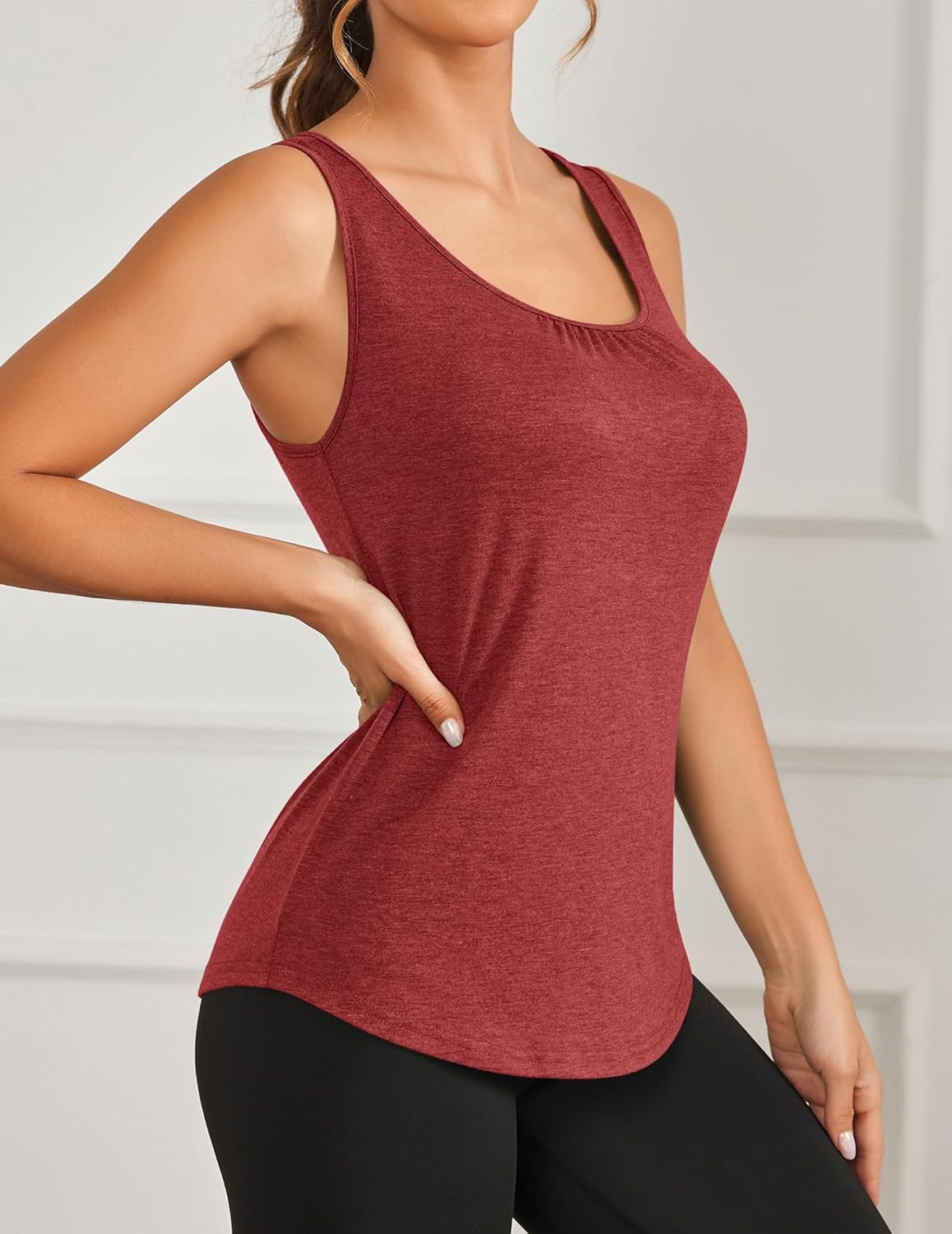 PINSPARK Women's Racerback Workout Tops - Lightweight Sleeveless Athletic Tanks | 2 Pack S-3XL