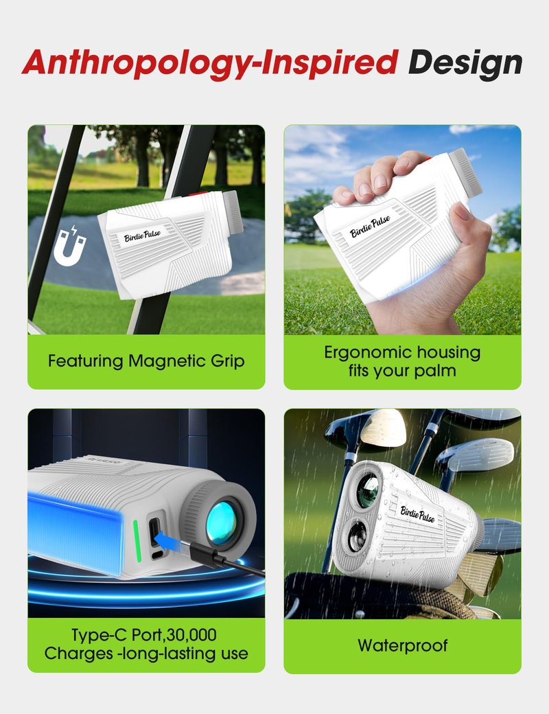 Golf Rangefinder with Slope & Magnet，1300 Yards Range Finder for Golf，Flag Locking Vibration，6-6.5X Magnification & HD LCD，Rechargeable Golf Range Finder