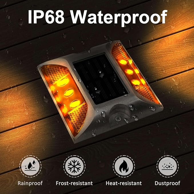 Aolyty Solar Dock Lights - IP68 Waterproof Outdoor Warning Step Lights for Sidewalk, Stair, Garden Pathway (4 Pack, Green)
