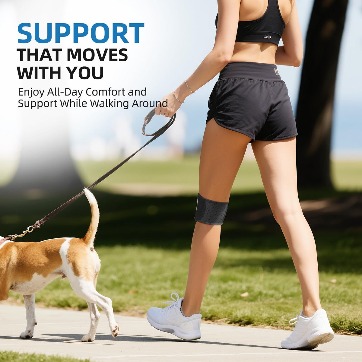 CAMBIVO Patella Tendon Support Knee Brace for Women & Men, Adjustable Knee Strap with Gel Pad & Side Stabilizers, Breathable Lightweight Knee Support for Running, Training & Daily Use (Black, S/M)