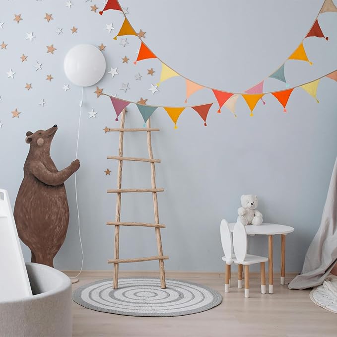Fabric Bunting Banner, 2 Pack Handmade Neutral String Banner with Tassel Each 8.5 ft 10 Flags Nursery Wall Hanging Wedding Birthday Home Baby Shower Party Decoration Bunting (Light Candy 2 Packs)